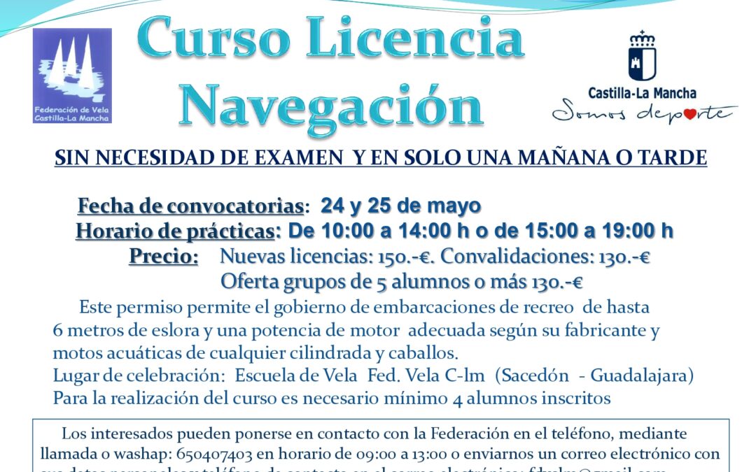 CURSO LICENCIA NAVEGACIÓN 24 Y 25 MAYO